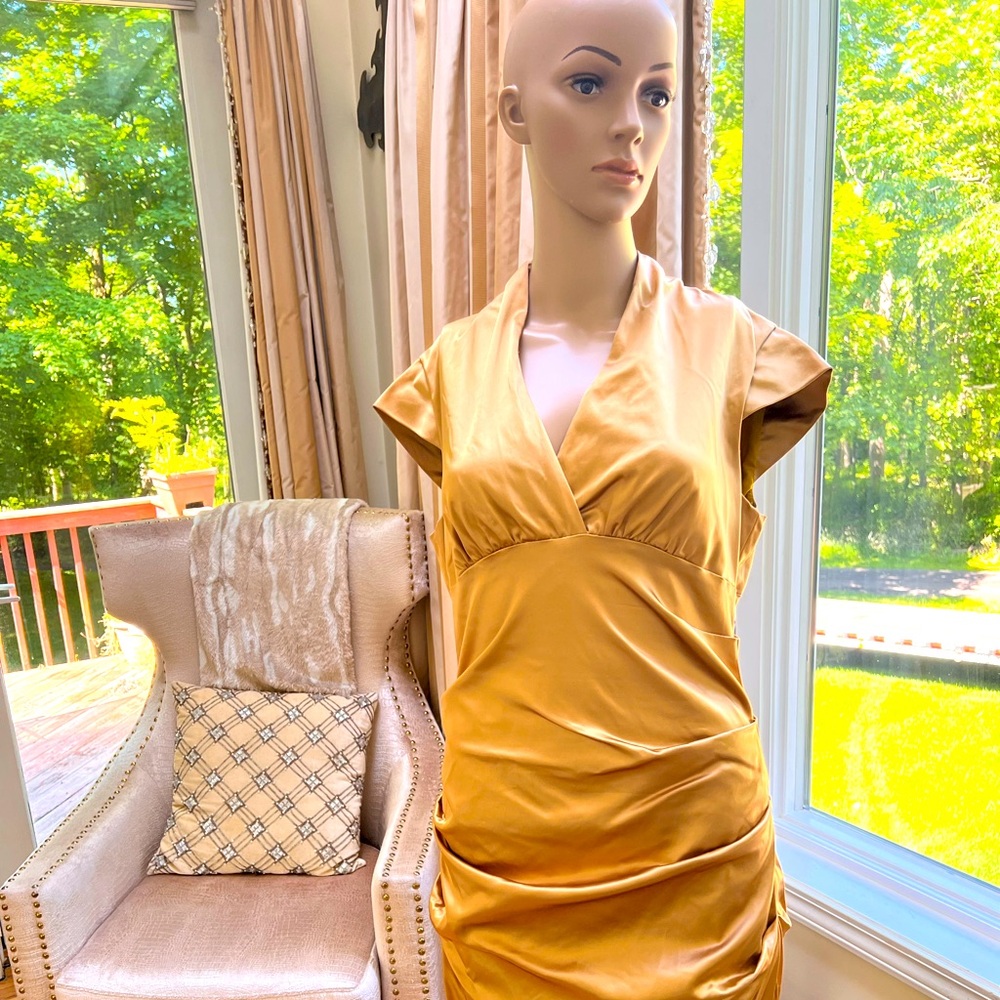 Ruched Nicole Miller midi dress. Size 12p.